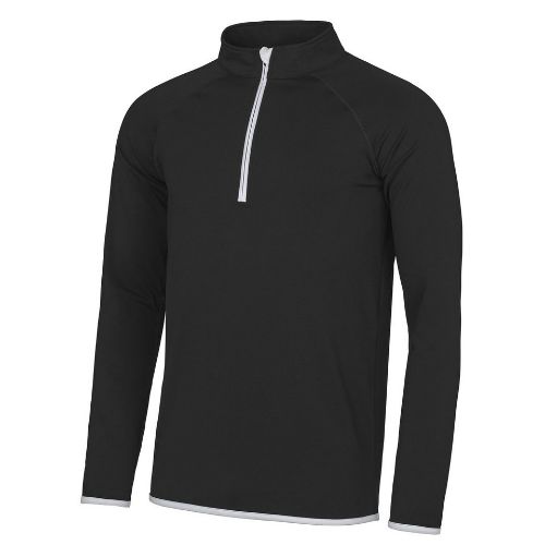 Awdis Just Cool Cool ½ Zip Sweatshirt Jet Black/Arctic White
